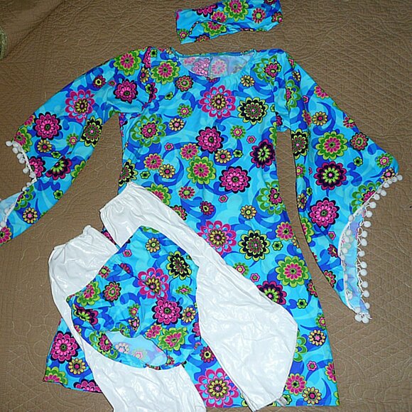 LYRIC DRESS DANCE COSTUME SMALL ADULT 12-16 yo BLUE FLORAL by LEOS - Picture 1 of 9